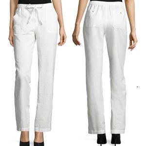 3/$25 LIZ CLAIBORNE PANTS WHITE LINEN COTTON XL